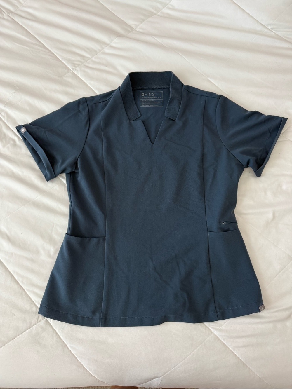 Figs Navy Women's Short Sleeve Scrub Top